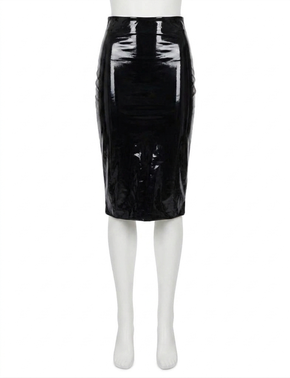 NEW COMMANDO faux patent leather midi skirt in black